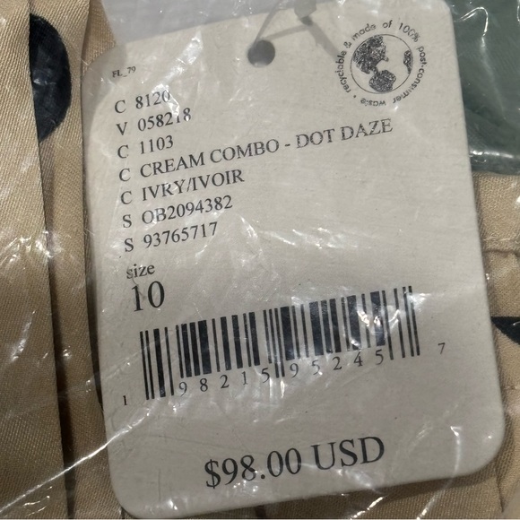 NWT FREE PEOPLE Analise Printed Midi Skirt Sz 10 Cream Combo Dot Daze Polka Dot - Picture 5 of 5